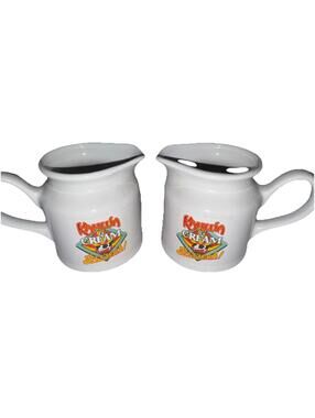 Vintage Kahlua and Cream Ceramic Mini Milk Pitcher Creamer Set of 2 Cow Graphic